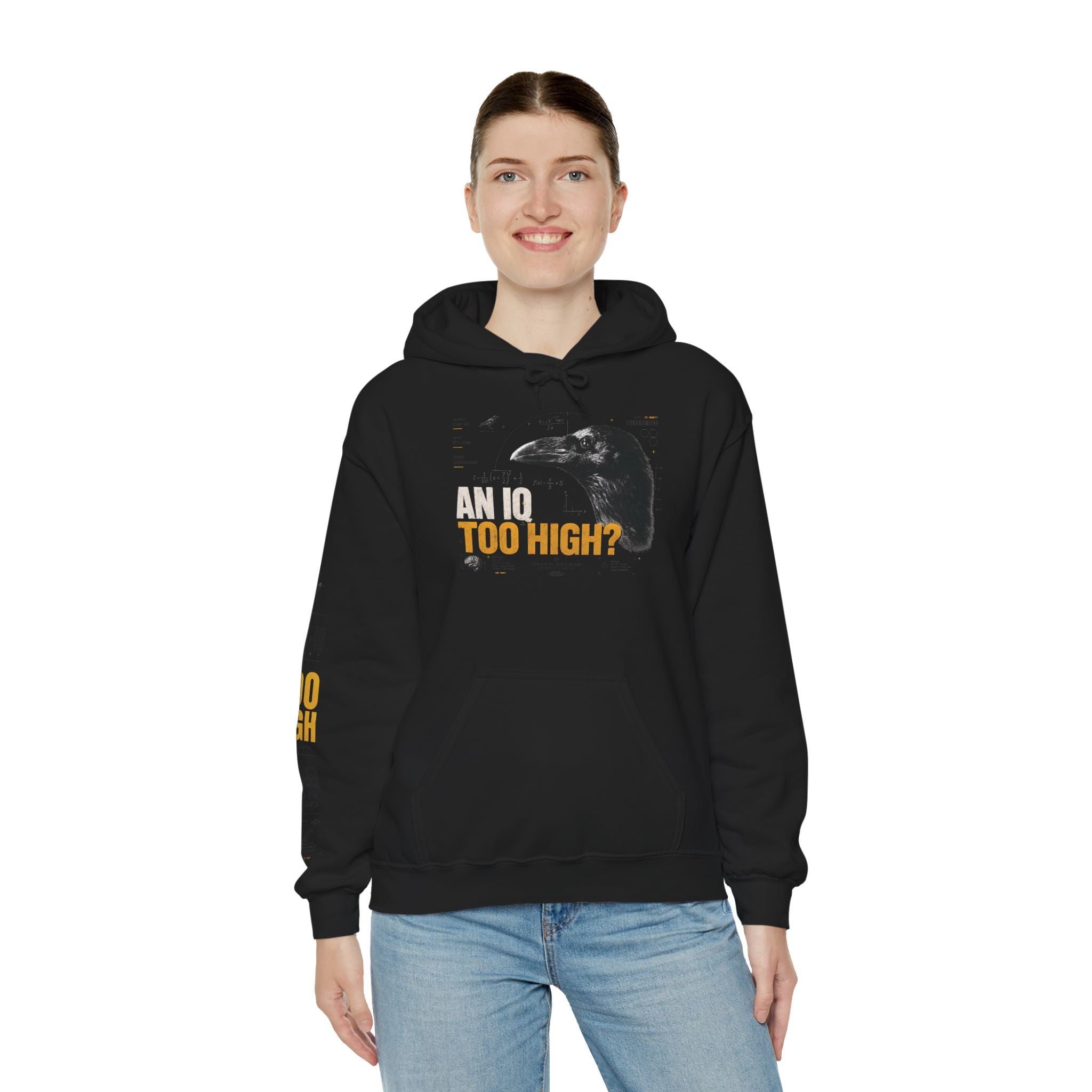 AN IQ TOO HIGH? Crow IQ Graphic Hoodie